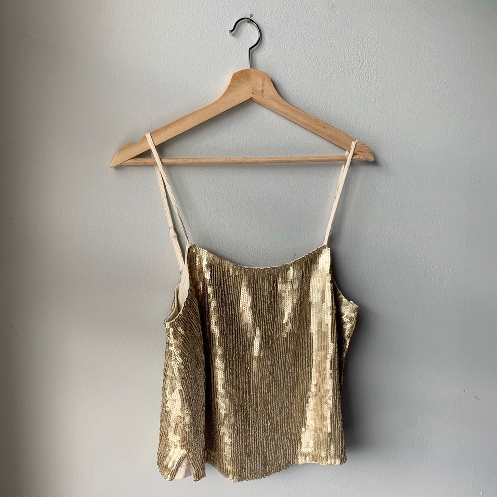 CHAN LUU gold sequin tank top